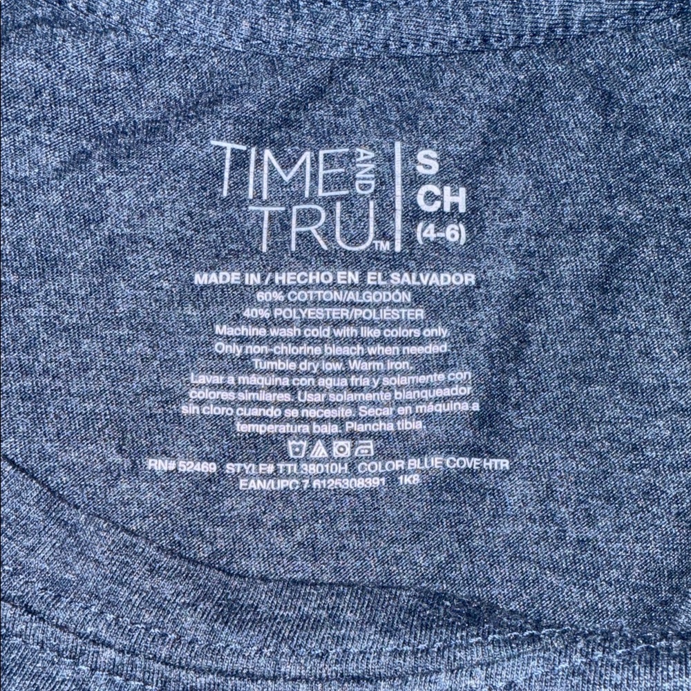 Time and Tru Women's Long Sleeve Top - Dark Blue - Picture 2 of 2